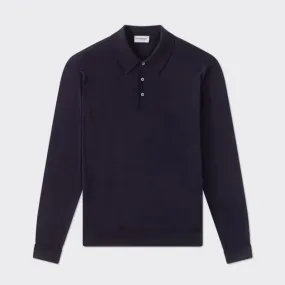 John Smedley : Polo Manches Longues Coton : Marine Foncé